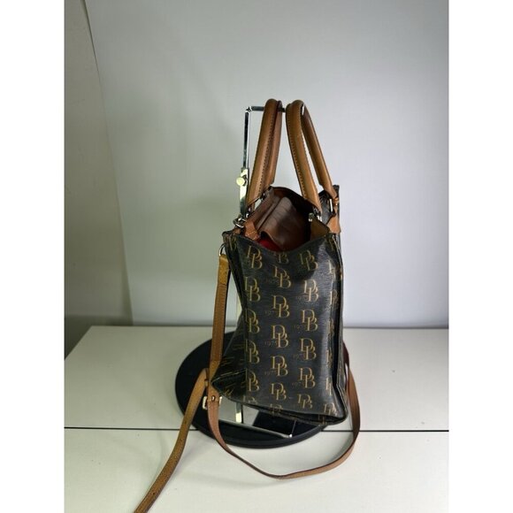 DAMAGED Dooney & Bourkes Janine 2 Way Coated Canvas W/ Florentine Vachetta - Picture 2 of 10